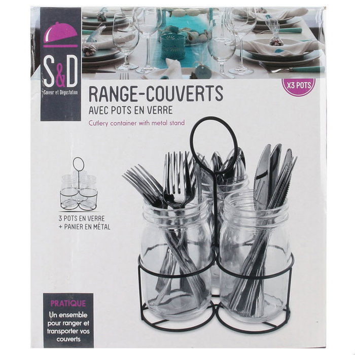 Saveur et Degustation 3 Tarros Con Soporte Cubiertos para Transportar, Servir y Guardar, Medidas d.17 cm; h.19,5 cm