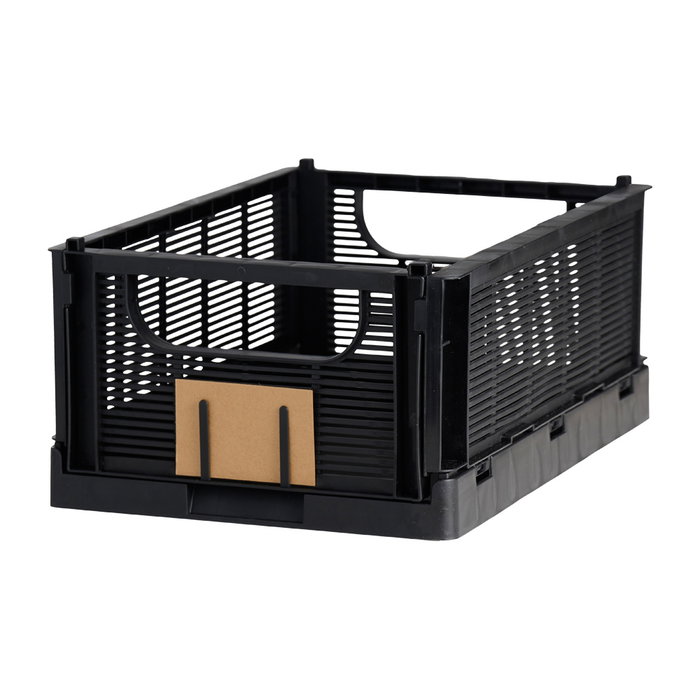 Day Juego De 2 Cajas Plegables 33x24,5x15 cm Negra Plástico Reciclado Apilables Con Etiqueta Day Juego De 2 Cajas Plegables 33x24,5x15 cm Negra Plástico Reciclado Apilables Con Etiqueta