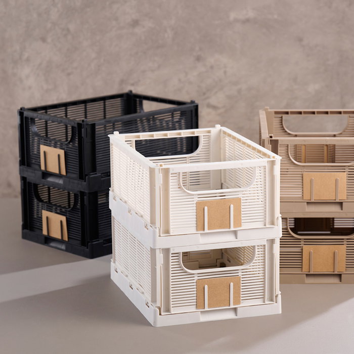 Day Juego De 2 Cajas Plegables 33x24,5x15 cm Negra Plástico Reciclado Apilables Con Etiqueta Day Juego De 2 Cajas Plegables 33x24,5x15 cm Negra Plástico Reciclado Apilables Con Etiqueta