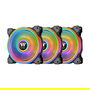 Thermaltake Riing Quad 12 RGB Ventilador, 120mm, Iluminación LED Multi, Negro, Pack de 3