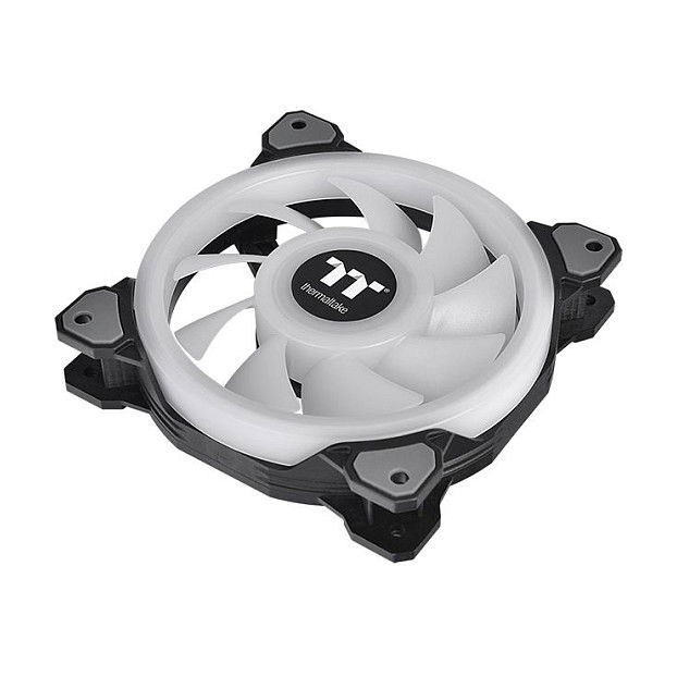 Thermaltake Riing Quad 12 RGB Ventilador, 120mm, Iluminación LED Multi, Negro, Pack de 3