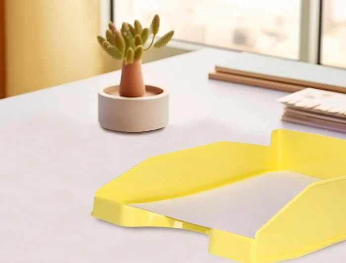 Q-connect Bandeja sobremesa plástico amarillo pastel opaco 240x70x340 mm