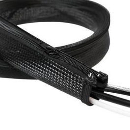 LogiLink Funda para cables con cremallera, Poliéster, 30 mm, 1 m, negro