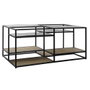 DKD Home Decor Mesa de Centro de Metal, Madera y Espejo en Negro y Natural