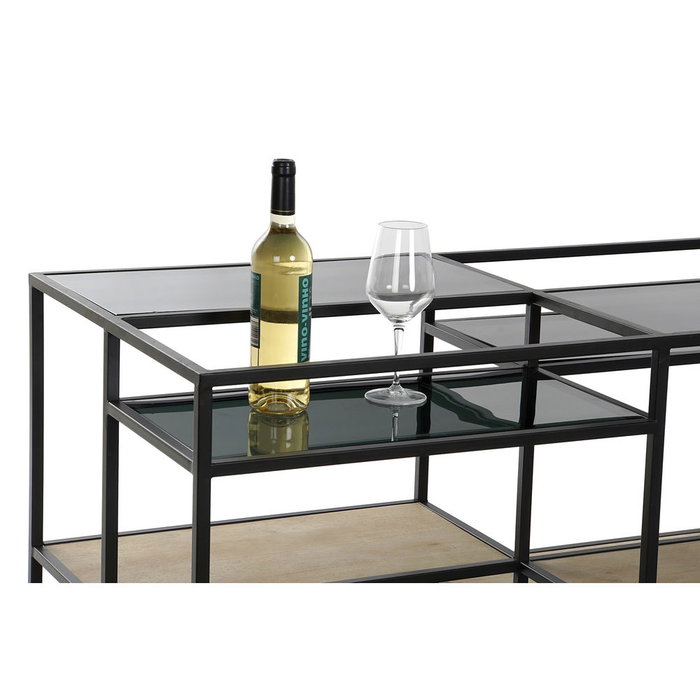 DKD Home Decor Mesa de Centro de Metal, Madera y Espejo en Negro y Natural DKD Home Decor Mesa de Centro de Metal, Madera y Espejo en Negro y Natural