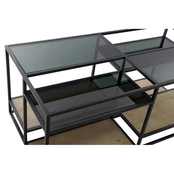 DKD Home Decor Mesa de Centro de Metal, Madera y Espejo en Negro y Natural DKD Home Decor Mesa de Centro de Metal, Madera y Espejo en Negro y Natural