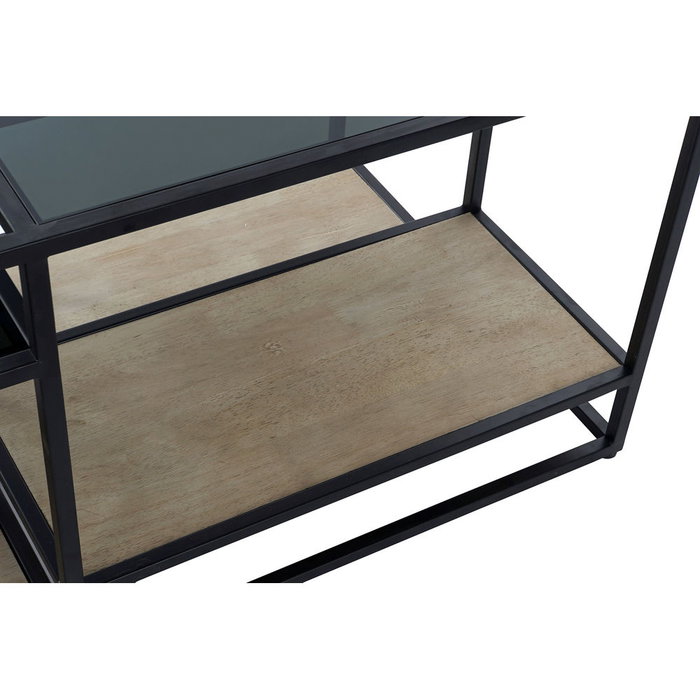 DKD Home Decor Mesa de Centro de Metal, Madera y Espejo en Negro y Natural DKD Home Decor Mesa de Centro de Metal, Madera y Espejo en Negro y Natural