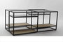 DKD Home Decor Mesa de Centro de Metal, Madera y Espejo en Negro y Natural