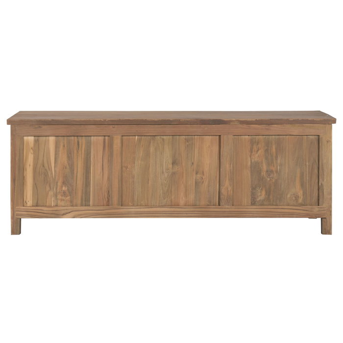 DKD Home Decor Mueble TV Teca Reciclada y Ratán Marrón