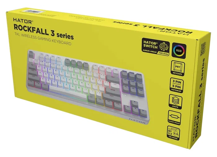 Hator Rockfall 3 TKL Teclado Inalámbrico Blanco