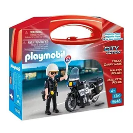 Playmobil Maleta de Policía Motorista 13 Piezas Juguete para Niños A Partir de 4 Años PL5648