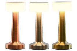 DKD Home Decor Lámpara Sobremesa Moderno Táctil Recargable Plateado Dorado Cobrizo Pack 3 Unidades 9 x 21 x 9 cm