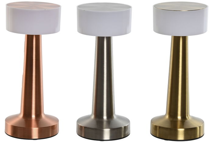 DKD Home Decor Lámpara Sobremesa Moderno Táctil Recargable Plateado Dorado Cobrizo Pack 3 Unidades 9 x 21 x 9 cm