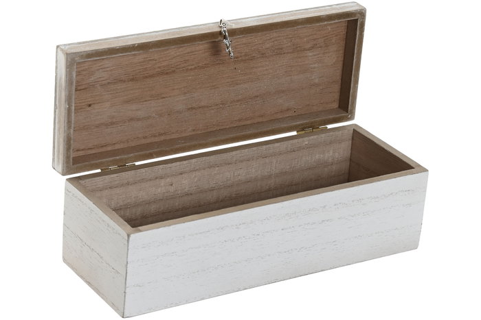 DKD Home Decor Caja Boho Natural Blanco MDF 22 x 8 x 7 cm (4 Unidades)