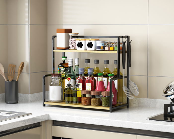 Confortime Estanteria Cocina Madera-Met 50 cm x 21 cm x 6 cm (4 Unidades)