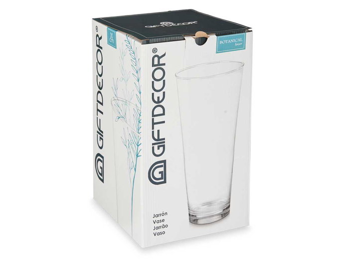 Giftdecor Jarron Cristal Conico Transparente 30 cm - Diametro Boca 14.5 cm (Set de 4)