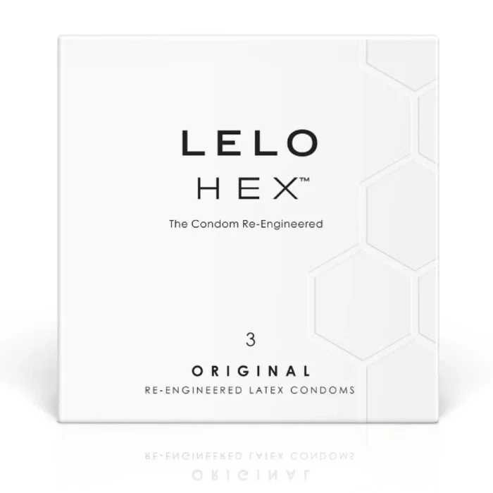 Lelo HEX Condones Preservativos Revolucionarios, Estructura Hexagonal, Látex, 0.045 mm Grosor, Ligeramente Lubricados, Caja de 3 Unidades