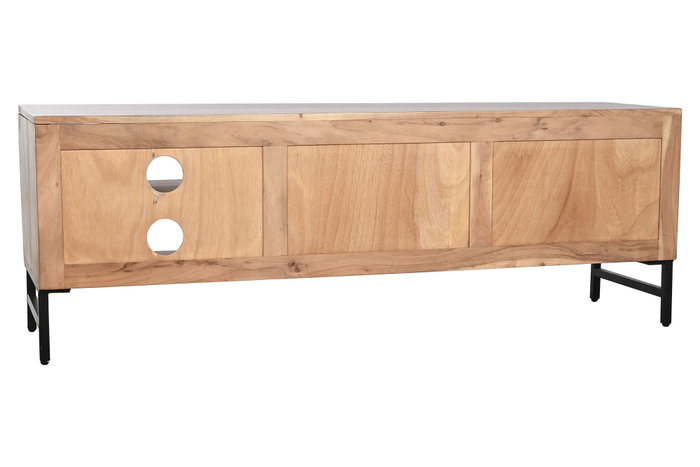 DKD Home Decor Mueble TV Moderno Acacia y Metal Natural y Negro 145 x 40 x 45 cm
