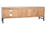 DKD Home Decor Mueble TV Moderno Acacia y Metal Natural y Negro 145 x 40 x 45 cm