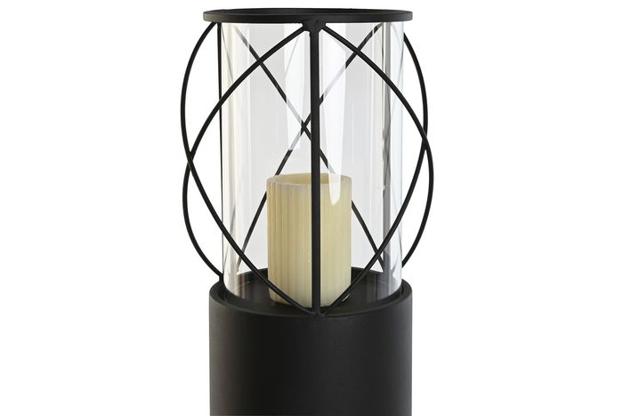 DKD Home Decor Portavelas 27 x 125 x 27 cm Set de 2 Metal Cristal Negro Loft DKD Home Decor Portavelas 27 x 125 x 27 cm Set de 2 Metal Cristal Negro Loft