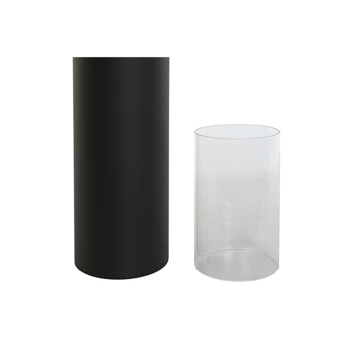 DKD Home Decor Set de 2 Portavelas de Metal y Cristal Negro