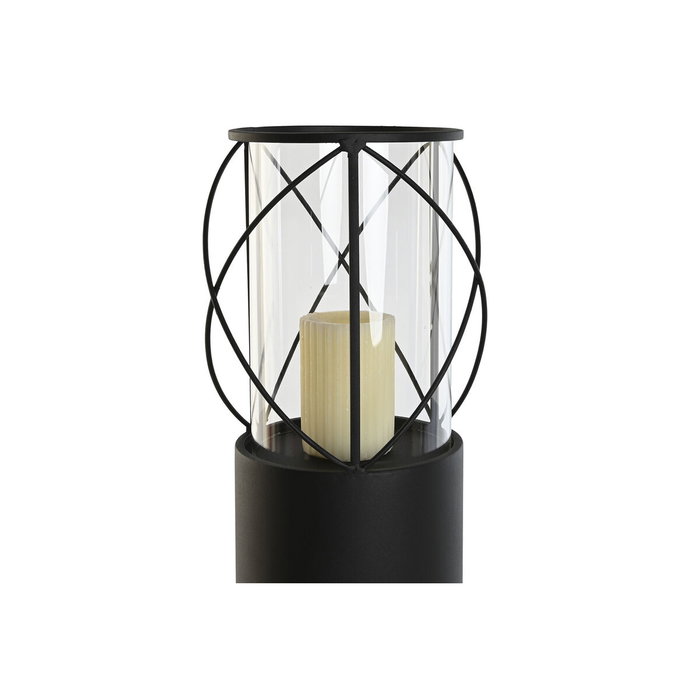 DKD Home Decor Set de 2 Portavelas de Metal y Cristal Negro
