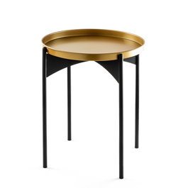 Hanah Home SHB-002 Mesa de Centro 100% Metálica Negro y Dorado