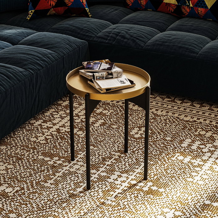 Hanah Home SHB-002 Mesa de Centro 100% Metálica Negro y Dorado