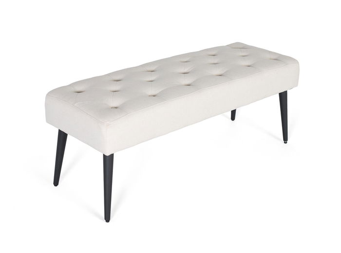 Giner y Colomer Banco de Tela Beige con Patas de Hierro Negro - Asiento 14 cm