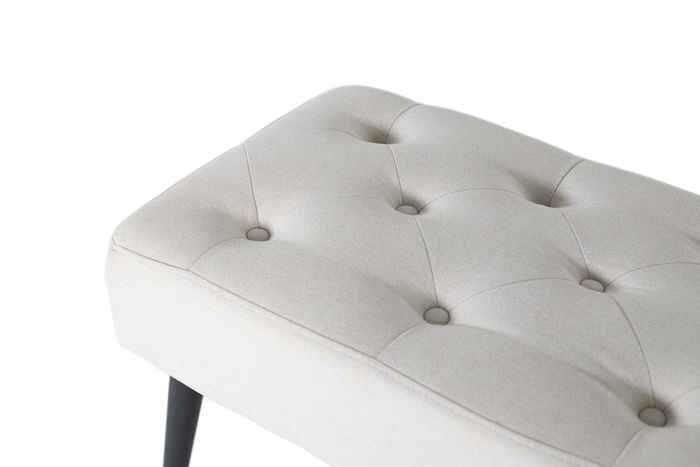 Giner y Colomer Banco de Tela Beige con Patas de Hierro Negro - Asiento 14 cm