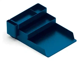 Q-connect Bandeja sobremesa de plástico con 4 departamentos, azul