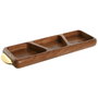 DKD Home Decor Bandeja de Aperitivo de Acacia e Inox Natural y Dorado 45x12,7x4,5 cm