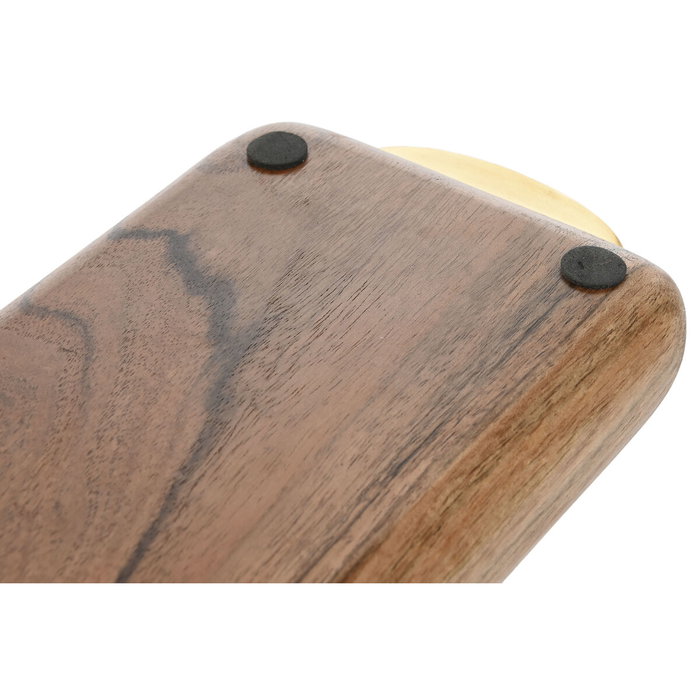 DKD Home Decor Bandeja de Aperitivo de Acacia e Inox Natural y Dorado 45x12,7x4,5 cm