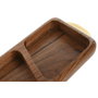 DKD Home Decor Bandeja de Aperitivo de Acacia e Inox Natural y Dorado 45x12,7x4,5 cm