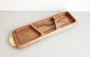 DKD Home Decor Bandeja de Aperitivo de Acacia e Inox Natural y Dorado 45x12,7x4,5 cm