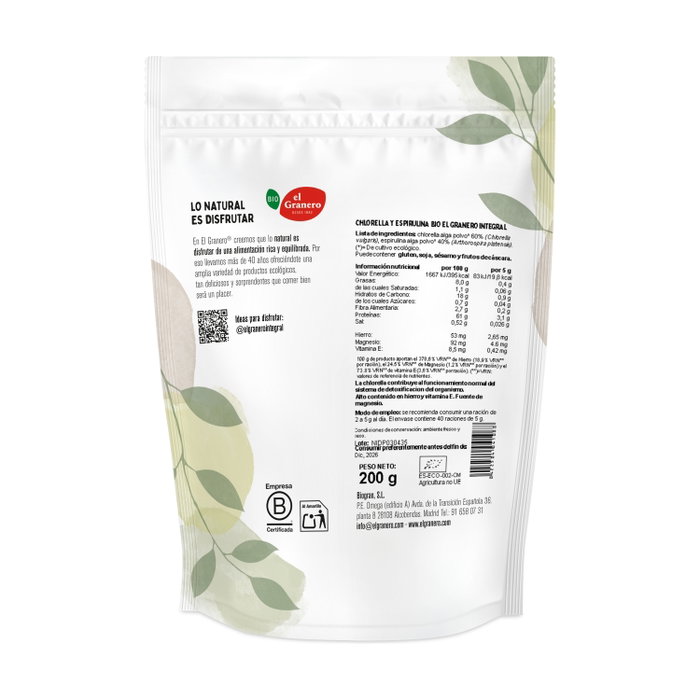 El Granero Integral Detox Chlorella y Spirulina Bio 200g El Granero Integral Detox Chlorella y Spirulina Bio 200g