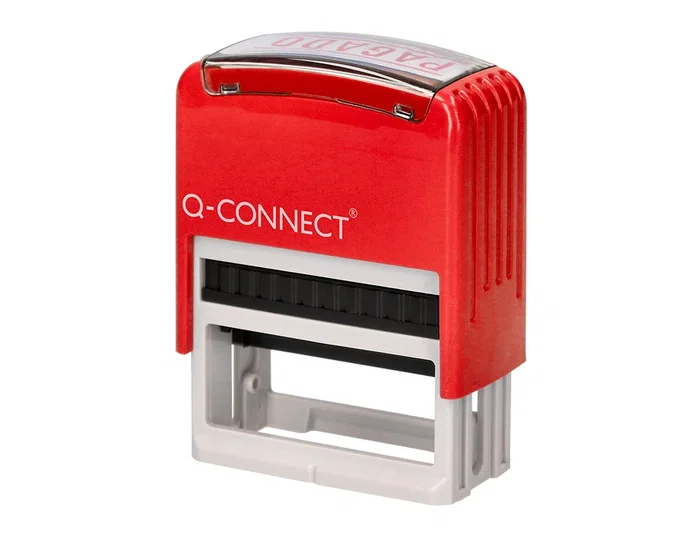 Q-connect Sello Entintado Automático Pagado 14x38 mm Color Rojo
