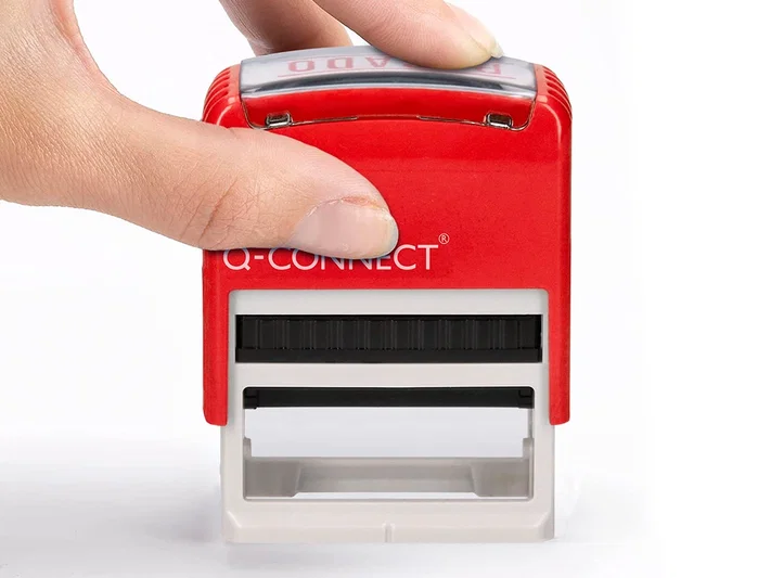 Q-connect Sello Entintado Automático Pagado 14x38 mm Color Rojo
