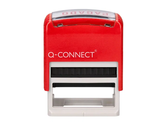 Q-connect Sello Entintado Automático Pagado 14x38 mm Color Rojo