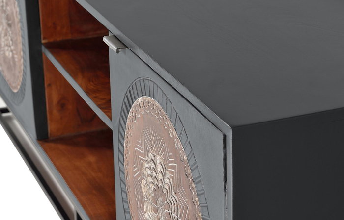 Giner y Colomer Mueble TV Mango y Metal Gris/Marrón 150 cm Giner y Colomer Mueble TV Mango y Metal Gris/Marrón 150 cm