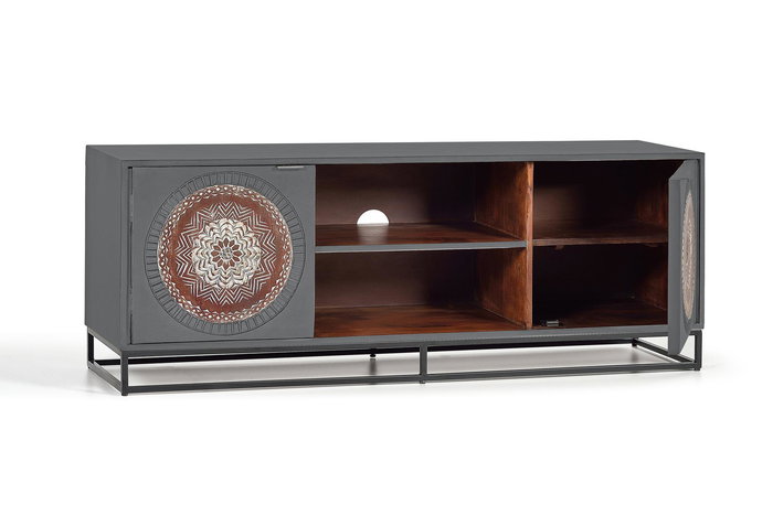 Giner y Colomer Mueble TV Mango y Metal Gris/Marrón 150 cm