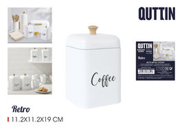Quttin Bote de Metal para Cocina Estilo Coffee Retro con Medidas 11.2x11.2x13.5 cm (12 Unidades)