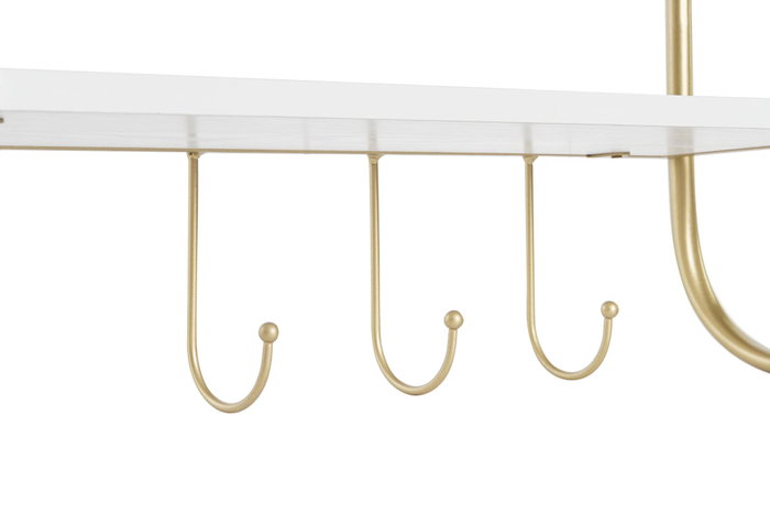 DKD Home Decor Perchero Pared Glam Dorado Blanco Metal y MDF 50 x 15 x 43 cm