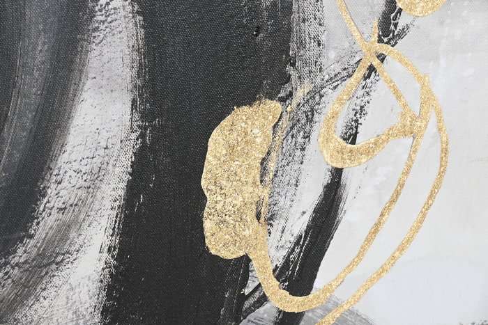 DKD Home Decor Cuadro Moderno Lienzo Abstracto Blanco Negro Gris 104 x 103.5 x 4 cm (2 Unidades)