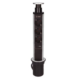 GSC Evolution Base múltiple empotrable 3T + 1 USB A + 1 USB Tipo C (3x1.5mm) 1,4M
