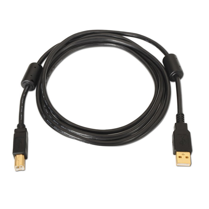 Aisens Cable USB 2.0 para Impresora A101-0010, Tipo A a Tipo B, 3m, Negro
