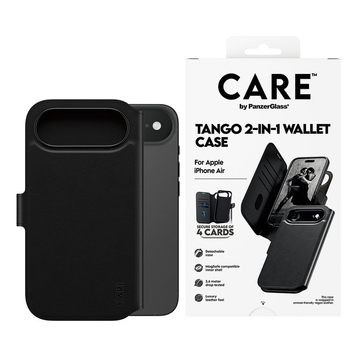 PanzerGlass CARE™ Tango 2-in-1 Wallet MagSafe para iPhone Air, Negro
