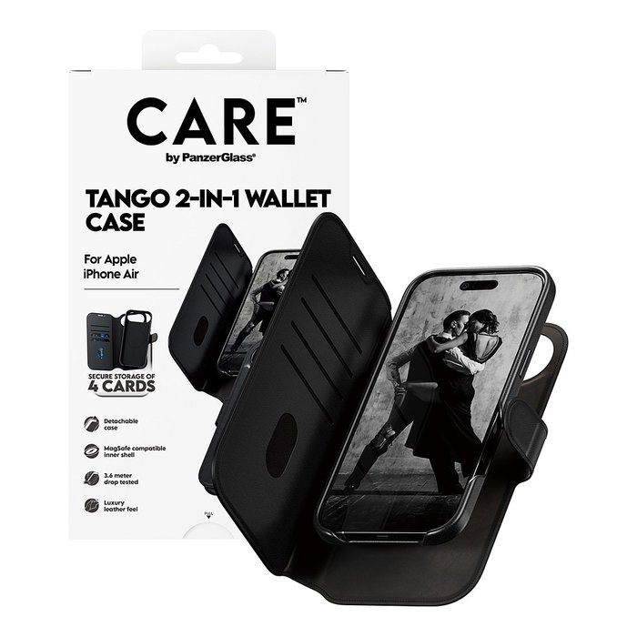PanzerGlass CARE™ Tango 2-in-1 Wallet MagSafe para iPhone Air, Negro