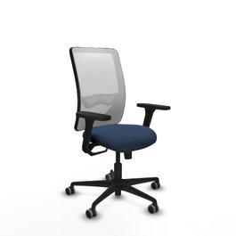 PIQUERAS Y CRESPO Silla de oficina Zulema con mecanismo Sincro, Azul marino y Blanco