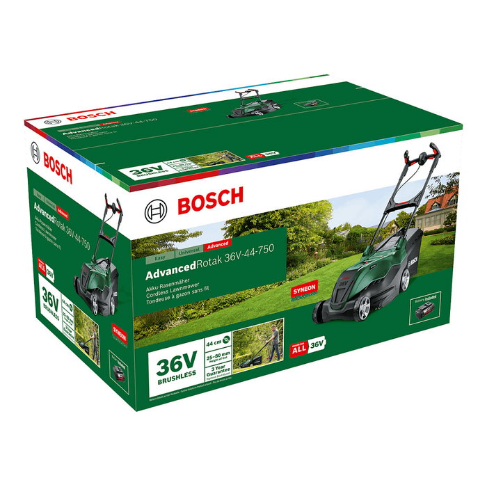 Bosch AdvancedRotak Cortacésped de 36V con 44 cm de ancho de corte